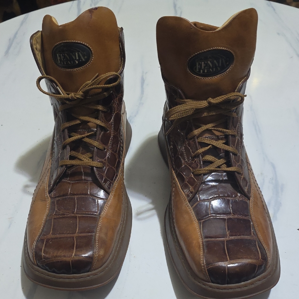 Mens Fennix Alligator Boots Brown Size 13 Very Nice Condition